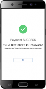 Payments completed page on a smartphone
